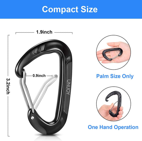 Unijoy Heavy Duty Carabiner Clips, 12KN 18KN Lightweight Wiregate Carabiners for Camping Hiking