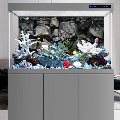 AWERT 48x20 inches Grey Rock Background for Fish Tank and Rocky Terrarium