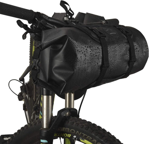 Roswheel Attack Series 111369 Waterproof Adjustable Capacity Bike Handlebar Bag with Detachable Dry Pack, Black