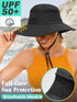 Sun Hat with Ponytail Hole for Women, UPF50+ Waterproof Beach Bucket Safari Hiking Hat for Sun Protection