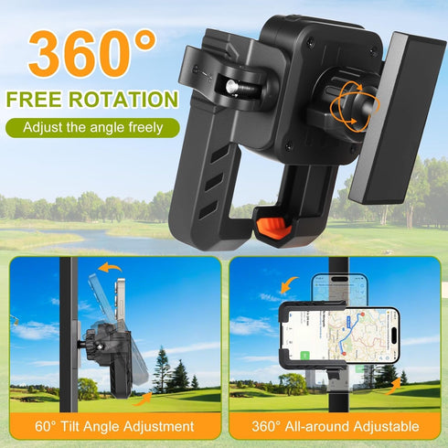 RIZINKART N52 360 Golf Cart Phone Holder Magnetic, Compatible with EZGO/Club Car/Yamaha,with Upgrade Magnets