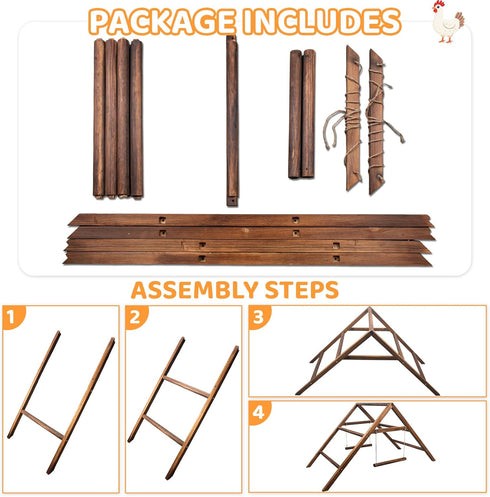 Vorhomness 2 1012 Pine Wood Chicken Perch with Swings & Ladder, Multi-Level Chicken Roosting Bars for Backyard Coop