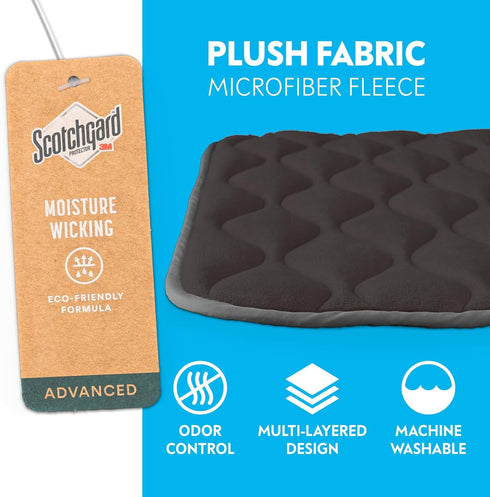 Paw Inspired Washable Padded Crate Mats for Dogs, 23” x 17” Pad, Leakproof Waterproof Bottom, Plush Pet Beds (Gray)