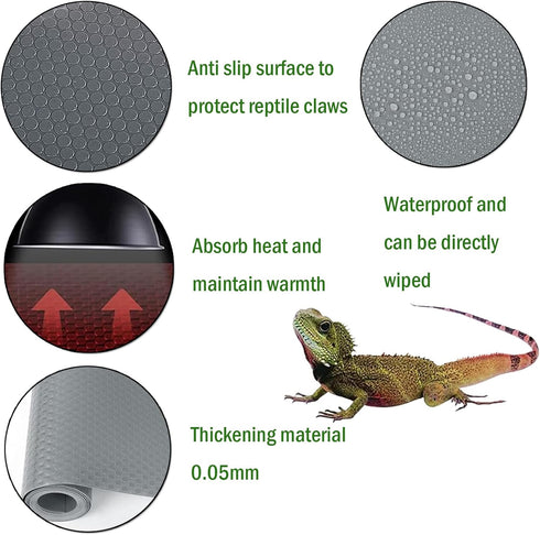 Reptile Substrate Liner, Non-Adhesive Carpet for Terrarium, 17.7x39.4 inch, Bearded Dragon Tank Accessories