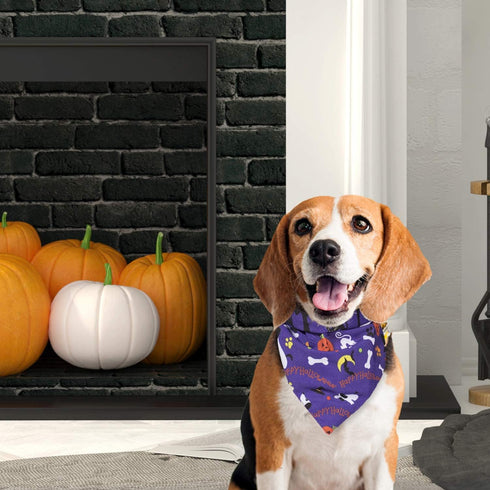Whaline 5 Pack Halloween Dog Bandanas, Washable Triangle Pet Scarfs for Medium Dogs, Pumpkin, Ghost, Candy Corn