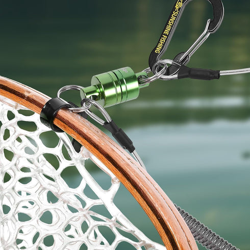 SF Strongest Magnetic Net Release Keychain, Fly Fishing Net Retractor with Retractable Coiled Lanyard Carabiner Clip