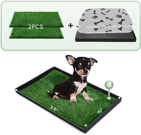 HQ4US 4LEGS Dog Grass Pad with Foldable Dog Litter Box,Small Liner Base
