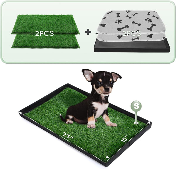 HQ4US 4LEGS Dog Grass Pad with Foldable Dog Litter Box,Small Liner Base