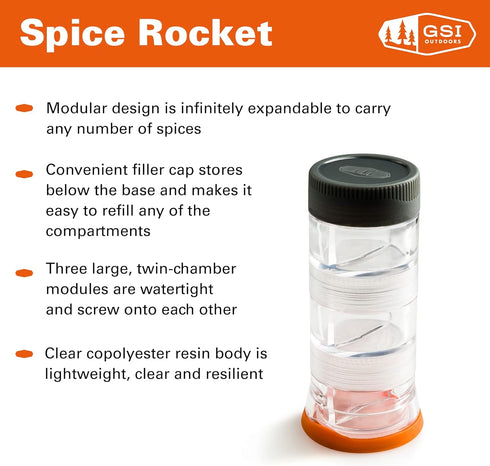 GSI Outdoors Spice Rocket: Lightweight Modular Spice Carrier for Travel, Camping, and Outdoors