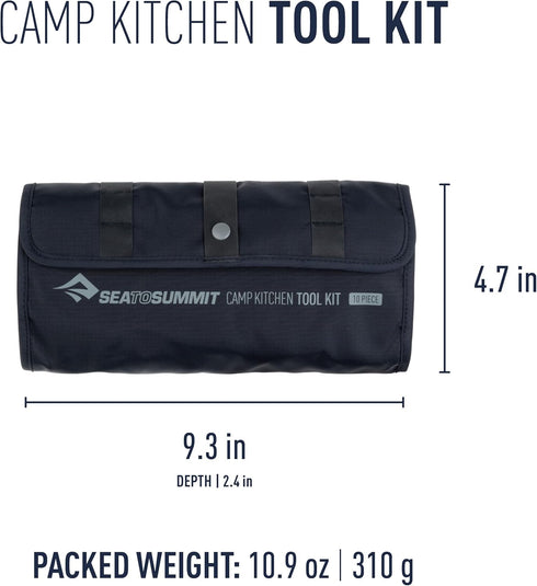 Sea to Summit Camp Kitchen Tool Kit, 10-Piece Cooking Utensil and Clean-Up Kit