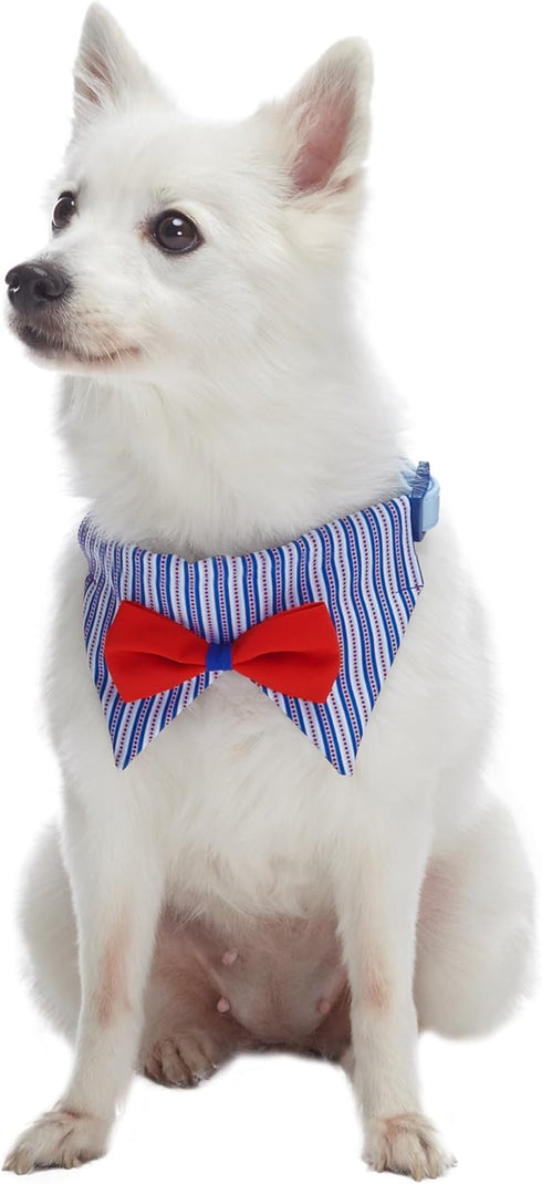 Blueberry Pet Iconic High Street Fashion Adjustable Dog Bandana Collar with Bow Tie, Medium, Neck 14.5"-20"