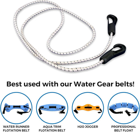Water Gear Water Runner Hitch - Deep Water Tether Swimming Bungee Cord 51-inch, Holds You in Place - Stationary Swimmer
