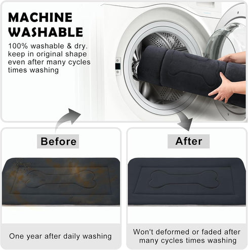 JoicyCo Dark Gray Soft Dog Crate Pad Mat for Medium/Large Dogs, Non-Slip Bottom Washable