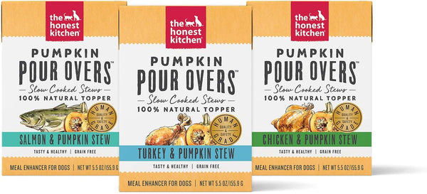 The Honest Kitchen Pumpkin POUR OVERS Wet Toppers for Dogs, 5.5 oz Variety Pack (3 Pack)