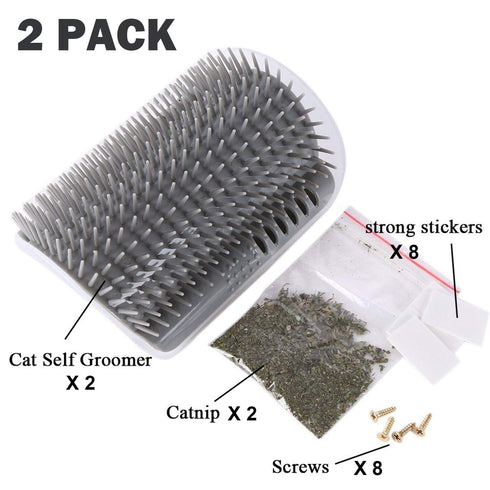 3.0 Softer Cat Self Groomer with Catnip, Dog Cat Corner Groomer, Wall Corner Scratcher Comb, 4 Pack