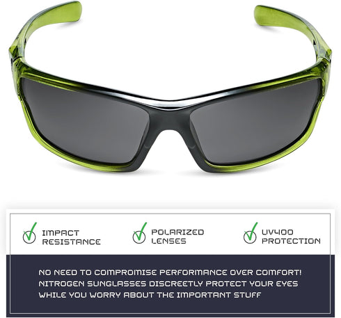 Nitrogen Polarized Wrap Around Sport Sunglasses, UV400, for Men Women, Driving Fishing Running