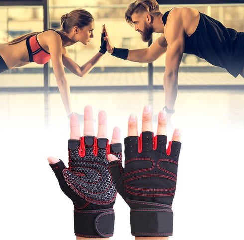 RiToEasysports Fitness Gloves, Non Slip Microfiber Silicone Palm Breathable Ottoman Back with Wrist Wrap