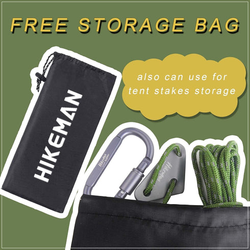Hikeman 4 Pack Camping Rope with Locking Carabiner Clip, 4mm Reflective Guy Lines with Triangular Adjuster, Nylon Cord