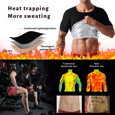 Slimming Men Sauna Shirt Sweat Suit Vest Workout Tank Top Waist Trainer Shaper