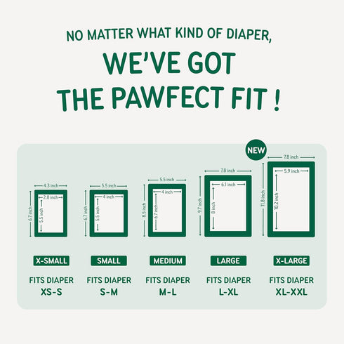 55ct, 5 (X-Large(55ct)) PAWPANG Disposable Dog Diaper Liners Booster Pads for Male & Female Dogs, Sizes Options, Doggie
