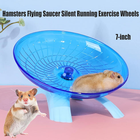 Hamiledyi Hamsters Flying Saucer Silent Running Exercise Wheels, 10 Pcs Wooden Rainbow Gerbil House