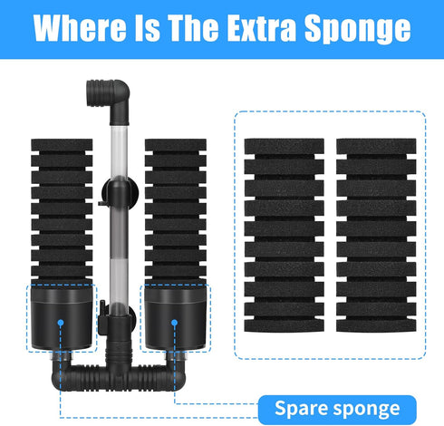 2 40Gal AQUANEAT Aquarium Air Powered Sponge Filter with Ceramic Media Balls, for Betta Fry Shrimp Fish Tank