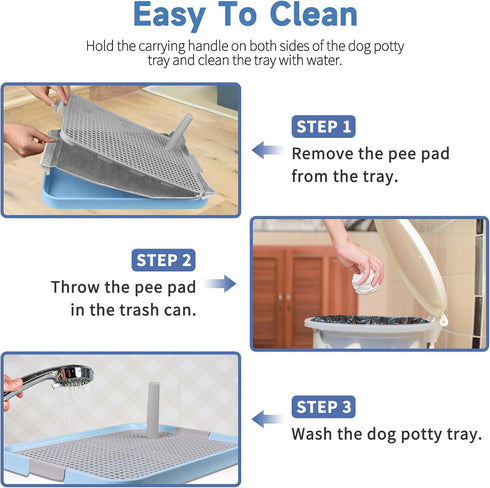 20"x14" 8pcs CUHIOY Dog Potty Tray Toilet - Indoor Pee Pad Holder with Training Pads, Puppy Mesh Potty with Secure