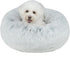 Best Pet Supplies Round Donut Dog Bed, Plush Faux Fur Fabric, Calming Anti-Anxiety Cushion for Indoor Pets, Light Warm