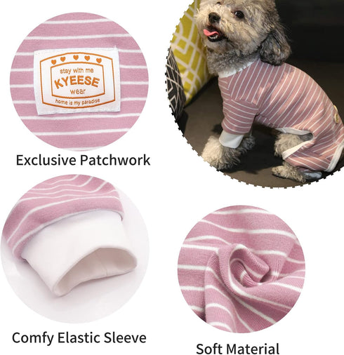 KYEESE Dog Pajamas Striped Pet Jumpsuit, Soft Doggie Jammies, Lightweight Onesie for Small Dogs (Green Striped, X-Large)