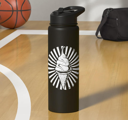 Funny Ice Cream Guy Graphic Tees and Gifts Ice Cream Cone Drawing Gelato Sorbet Stainless Steel Insulated Water Bottle