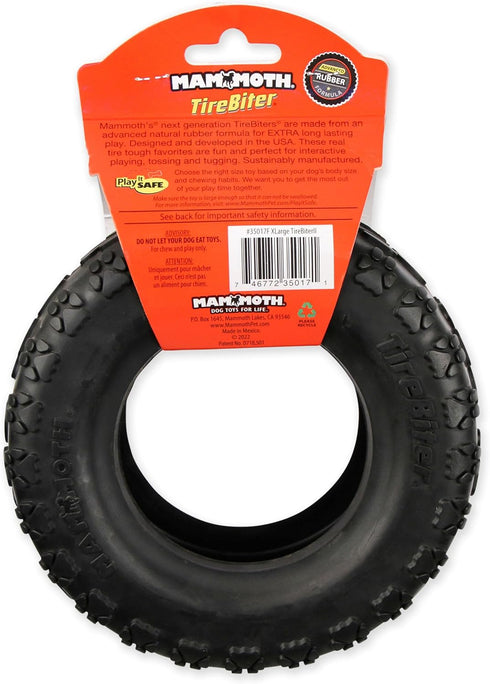 Mammoth TireBiterII Natural Rubber Dog Toys - Extreme Chewers, Interactive Play for Large Dogs (X-Large 7”)