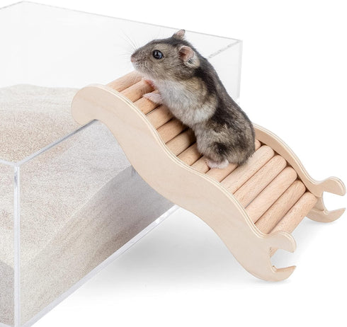 Niteangel Hamster Climbing Toy - Wooden Ladder Bridge for Hamsters, Gerbils, Mice, and Small Animals (Small - 6.3'' L)