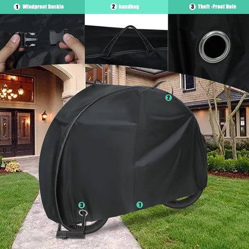 Heavy Duty Bike Cover for 1 or 2 Bikes, Waterproof Bicycle Cover with Lock Holes for Outdoor Storage