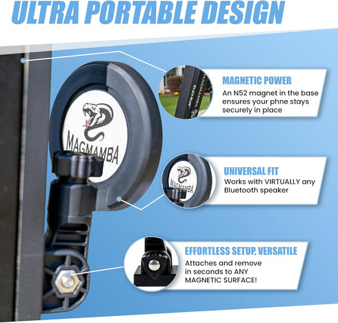 Magmamba Link Magnetic Phone Holder for Golf Cart and Metal Surfaces Portable Hands-Free Phone Mount, Universal Fit