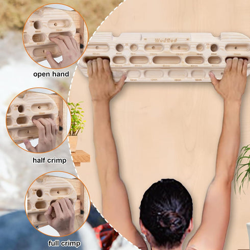 WodGod Climbing Hangboard Rock Climbing Training, Rock Climbing Fingerboard, Wooden Climbing Board Trainer