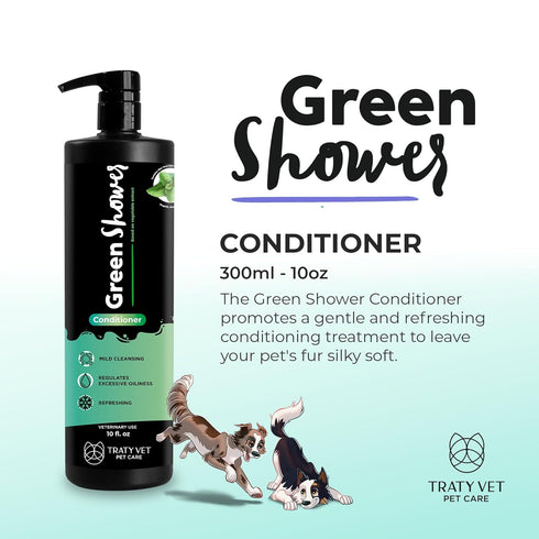 Green Shower Balm Conditioner - Liquid - Non-Oily - Nourishing - Based On Vegetable Extracts - Cruelty-Free (PETA Approved) - Fragrance-Free - Easy Rinse - 300ML - 10Fl.oz