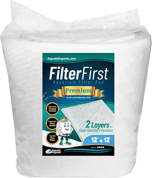 Aquatic Experts Aquarium Filter Floss - FilterFirst Aquarium Filter Pad, 12 Inch Wide, 12 Feet Long, 3/4" - 1" Thick
