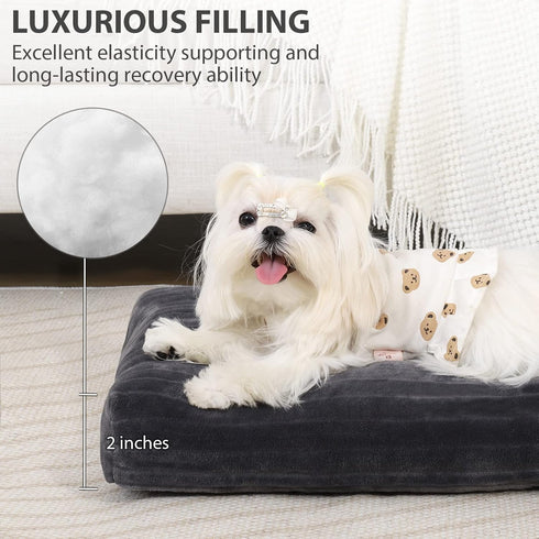 Washable Dog Beds for XX-Small Dogs, Deluxe Thick Flannel Fluffy Comfy Kennel Pad, Anti-Slip & Anti-Scratch Pet
