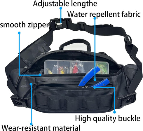 Fishing Fanny Pack for Men - Lightweight Fishing Sling Pack