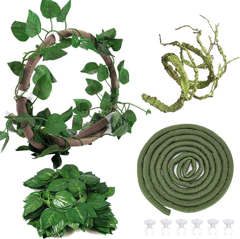 Hamiledyi 9.8FT Lizard Climbing Jungle Vines, Bendable Artificial Branch Reptile Tank Habitat Decor for Bearded Dragon,