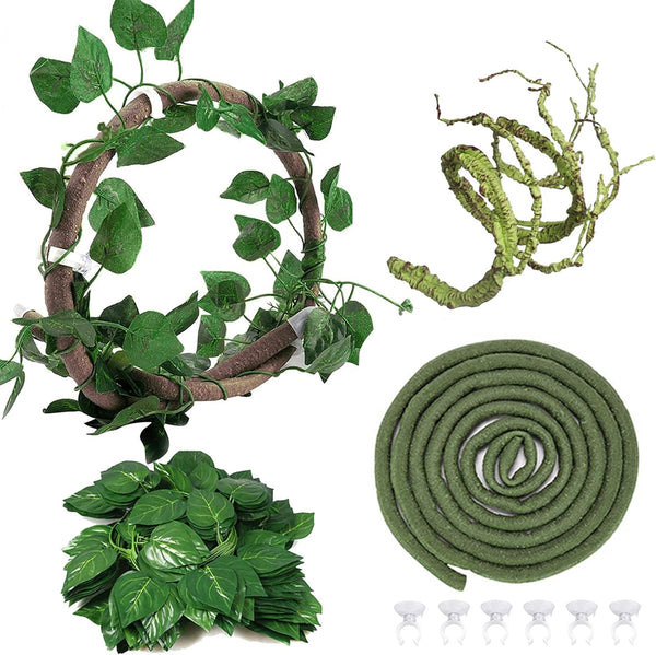 Hamiledyi 9.8FT Lizard Climbing Jungle Vines, Bendable Artificial Branch Reptile Tank Habitat Decor for Bearded Dragon,