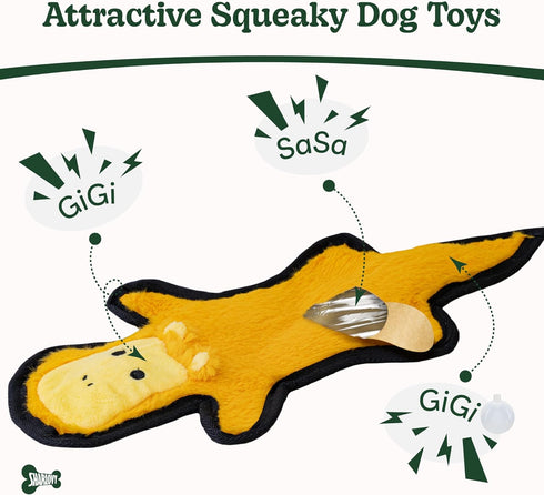 6 SHARLOVY No Stuffing Dog Toys Crinkle Squeaky, Long Lasting Chews for Aggressive, Durable Plush Dog Puppy Chew Toys