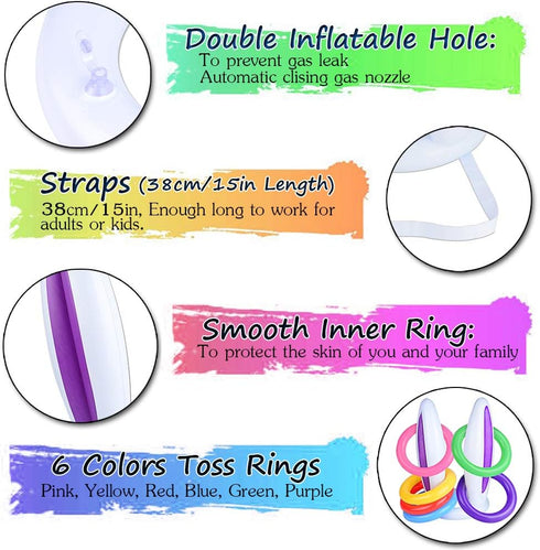 2 Set (2 12 1 1 Hoshin Inflatable Bunny Ears Ring Toss Game Rabbit-Ear Hats with Ring Toss, Medal and Hand-held Pump)