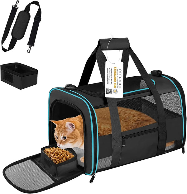Large Cat Carrier Dog Carrier - Collapsible Soft-Sided Pet Carrier for Large Cats and Medium Small Dogs Up to 25 Lbs