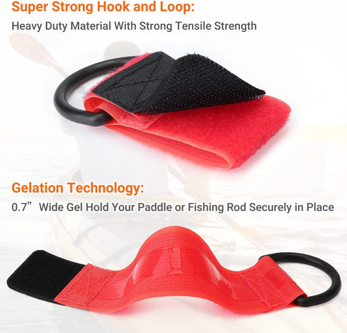 Paddle Leash Safety Bungee Rod Holder with Innovative Gel Grip for Kayaking, Canoeing Gear