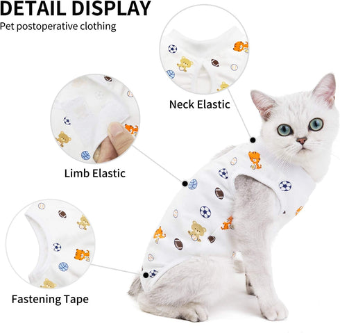 Cat Surgical Recovery Suit - E-Collar Alternative Pajama Suit for Cats and Dogs After Surgery, Home Indoor Pets