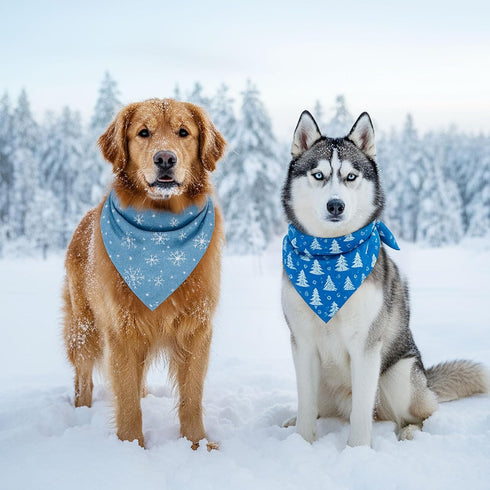 120 25.6 17.7 17.7 Inch Chunful Pcs Winter Bandanas for Dogs Bulk Charm Blue Bandanas Snowflake Patterns Soft Bibs