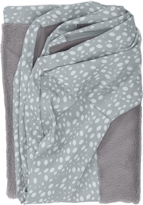 Furhaven Replacement Dog Bed Cover, Plush & Almond Print L Shaped Chaise, Machine Washable, Jumbo (X-Large), Gray