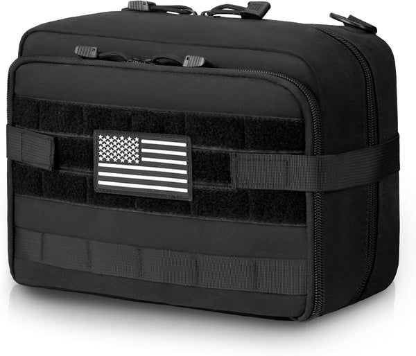 Jueachy Tactical Molle Pouch, Large Admin Bag Utility Tool Pouches, Expandable Molle Accessories Organizer with U.S.A