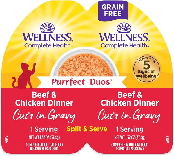 Wellness Complete Health Purrfect Duos Cuts in Gravy Adult Wet Cat Food,